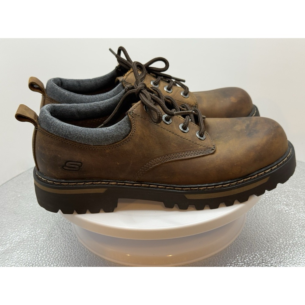 Skechers Women's Distressed Brown Chunky Leather Platform Oxfords Size 9